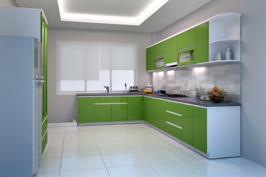 Kính Màu Ốp Bếp Màu Nõn Chuối 