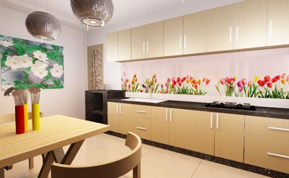 Kính Màu Ốp Bếp Có Họa Tiết  