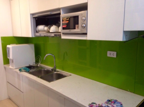Kính Ốp Bếp Màu Xanh Non  1
