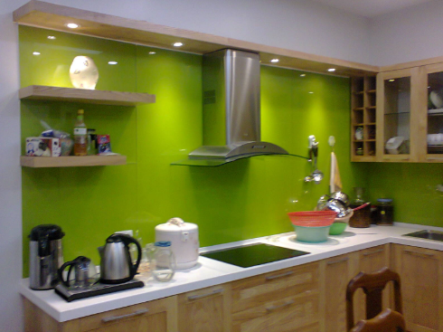 Kính Ốp Bếp Màu Xanh Non  2