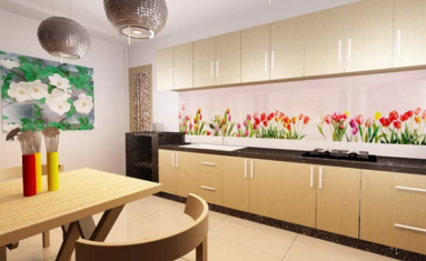 Kính Màu Ốp Bếp Có Họa Tiết