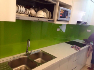 Kính Ốp Bếp Màu Xanh Cốm