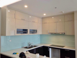 Kính Ốp Bếp Màu Xanh Trắng