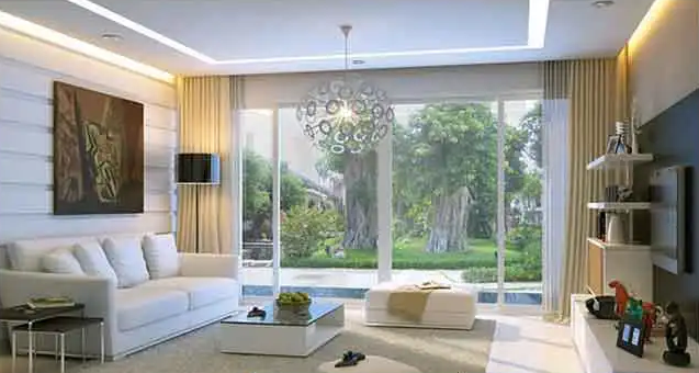 Không gian sống thoải mái với vách kính phòng khách đẹp 2019