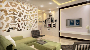 Mẫu vách kính nghệ thuật đẹp trang trí không gian phòng khách sang trọng