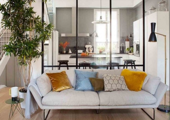 Mẫu vách ngăn nhôm kính phòng khách ấn tượng