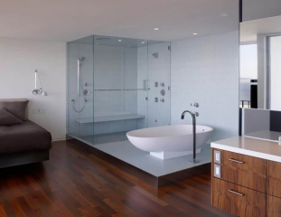 Vách tắm kính 90 độ kính - cửa kính Tín Thành