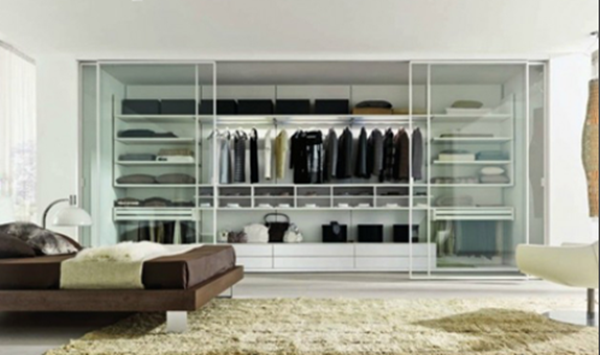 Thi công tủ quần áo bằng kính cường lực sử dụng cho phòng ngủ