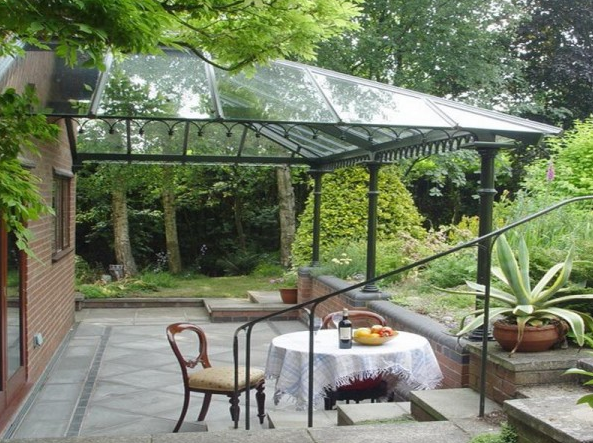 Mái che mái hiên kính cường lực 1