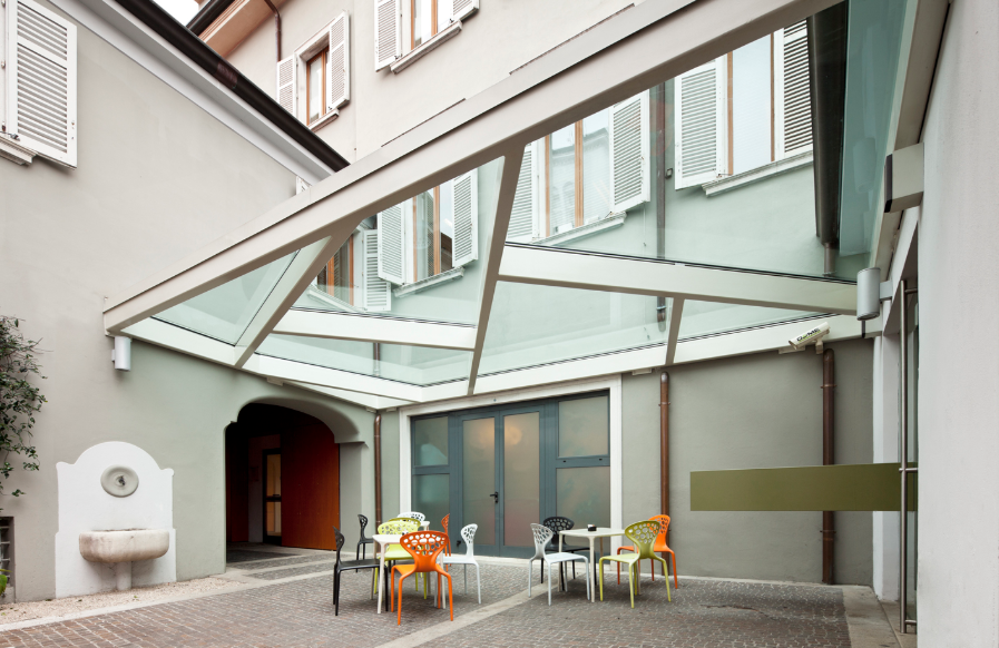 Mái Sảnh Kính Quán Cafe Milano Hà Nội