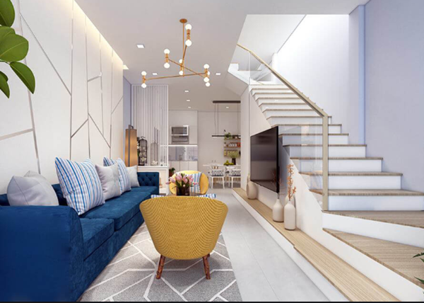 Cầu thang dọc theo nhà