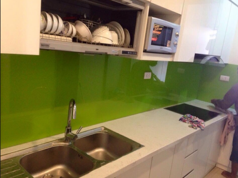 Kính Ốp Bếp Màu Xanh Cốm