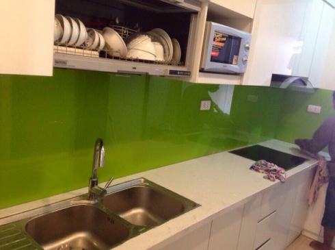 Kính Ốp Bếp Màu Xanh Non