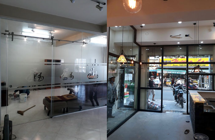 Vách kính đẹp cho shop